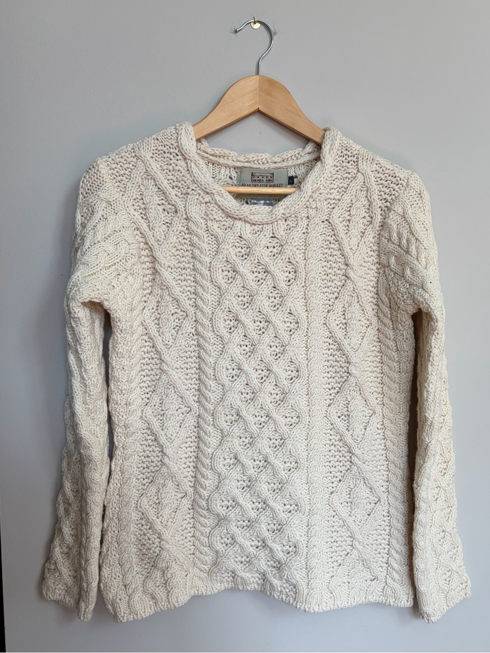 Fisherman's Sweater, Cable Knit, ARAN Made in Ireland